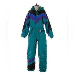 Vintage Teal and Purple Ski Suit jumpsuit one piece